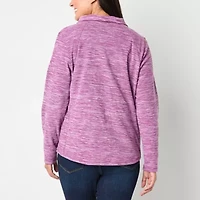 St. John's Bay Polar Fleece Womens Easy-on + Easy-off Mock Neck Long Sleeve Adaptive Sweatshirt