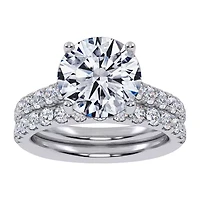 (G-H / Si1-Si2) Womens 4 CT. T.W. Lab Grown White Diamond 14K Gold Round Side Stone Bridal Set