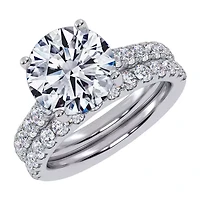 (G-H / Si1-Si2) Womens 4 CT. T.W. Lab Grown White Diamond 14K Gold Round Side Stone Bridal Set