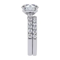 (G-H / Si1-Si2) Womens 4 CT. T.W. Lab Grown White Diamond 14K Gold Round Side Stone Bridal Set