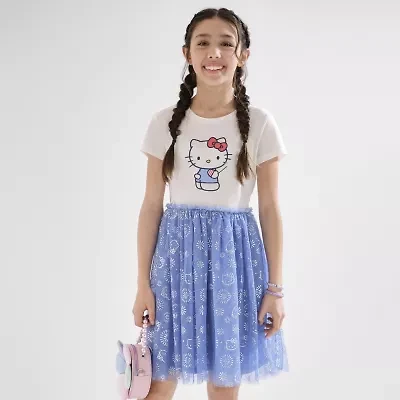 Little & Big Kid Girls Short Sleeve Puffed Sleeve Hello Kitty A-Line Dress