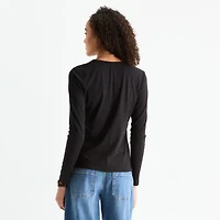 a.n.a Womens Round Neck Long Sleeve Tall T-Shirt