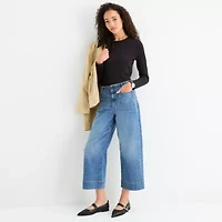 a.n.a Womens Round Neck Long Sleeve Tall T-Shirt