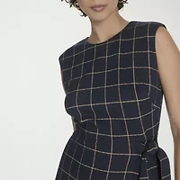 Marc New York Womens Sleeveless Windowpane Petite Sheath Dress