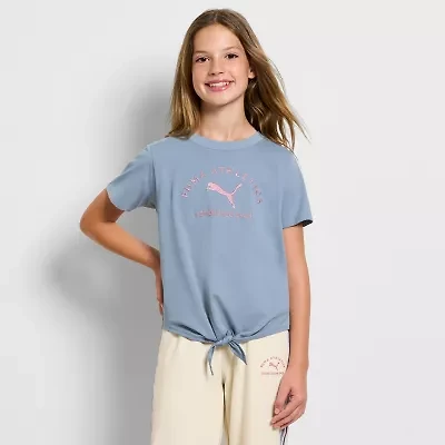 PUMA Big Kid Girls Crew Neck Short Sleeve Regular Fit Graphic T-Shirt