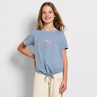 PUMA Big Kid Girls Crew Neck Short Sleeve Regular Fit Graphic T-Shirt