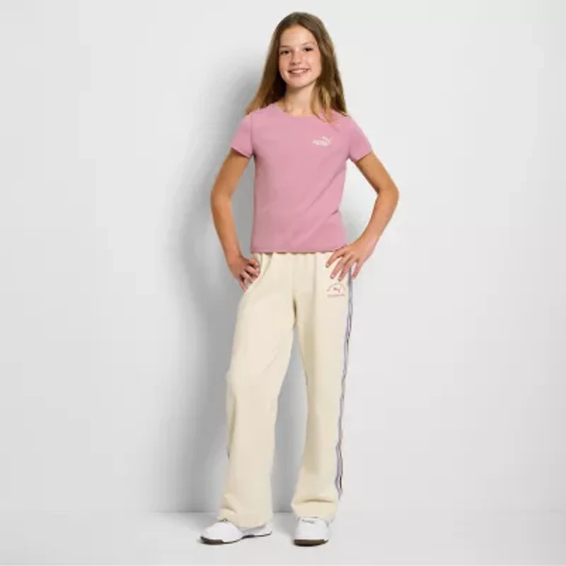 PUMA Big Kid Girls Crew Neck Short Sleeve Regular Fit Graphic T-Shirt