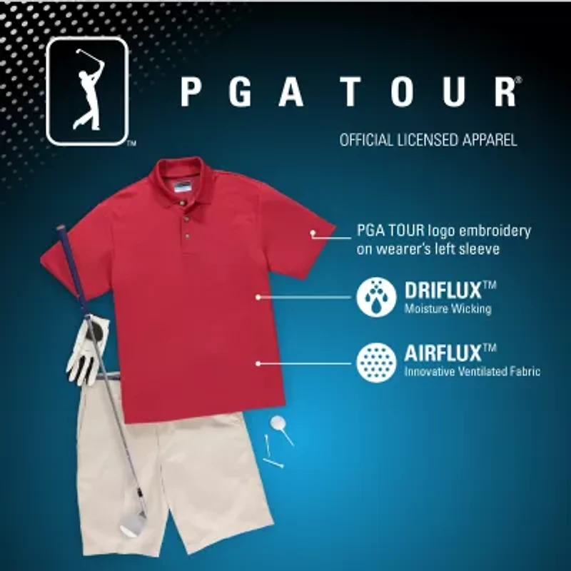PGA TOUR Airflux Mens Regular Fit Short Sleeve Polo Shirt