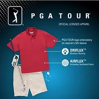 PGA TOUR Airflux Mens Regular Fit Short Sleeve Polo Shirt