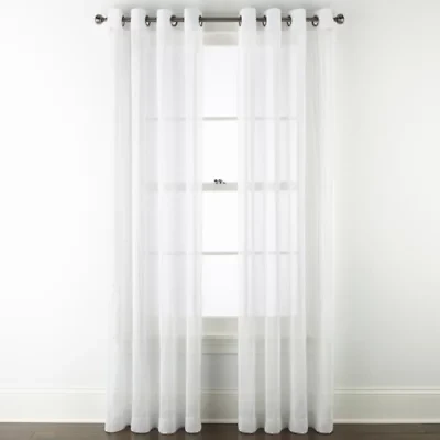 Regal Home Glimmer Metallic Grommet Top Sheer Single Curtain Panel