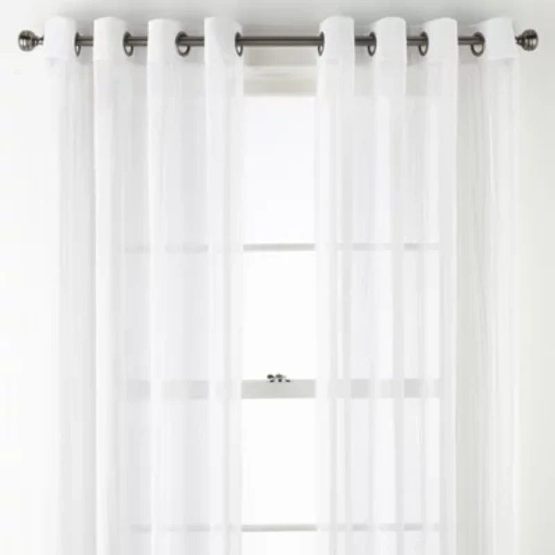 Regal Home Glimmer Metallic Grommet Top Sheer Single Curtain Panel