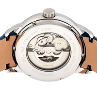 Heritor Mens Automatic Silver Tone Leather Strap Watch Herhr8301
