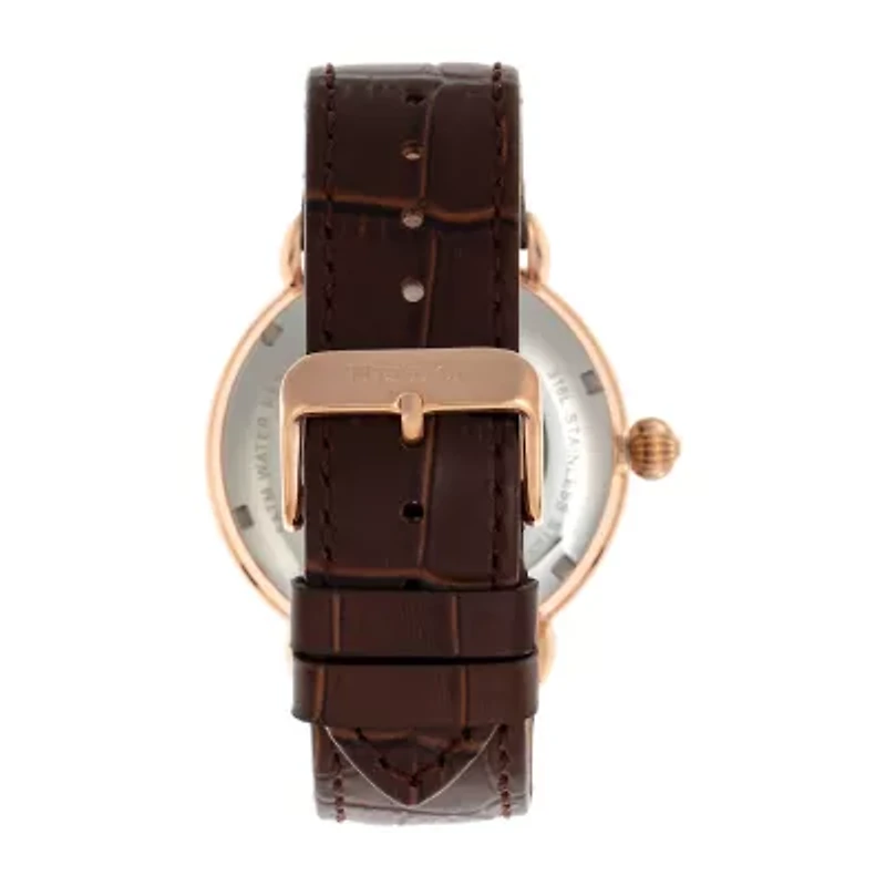 Heritor Mens Automatic Brown Leather Strap Watch Herhr8406