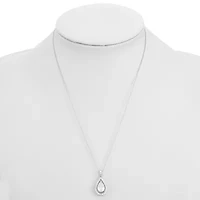 Monet Jewelry Silver Tone Womens Cubic Zirconia Pear 17 Inch Pendant Necklace