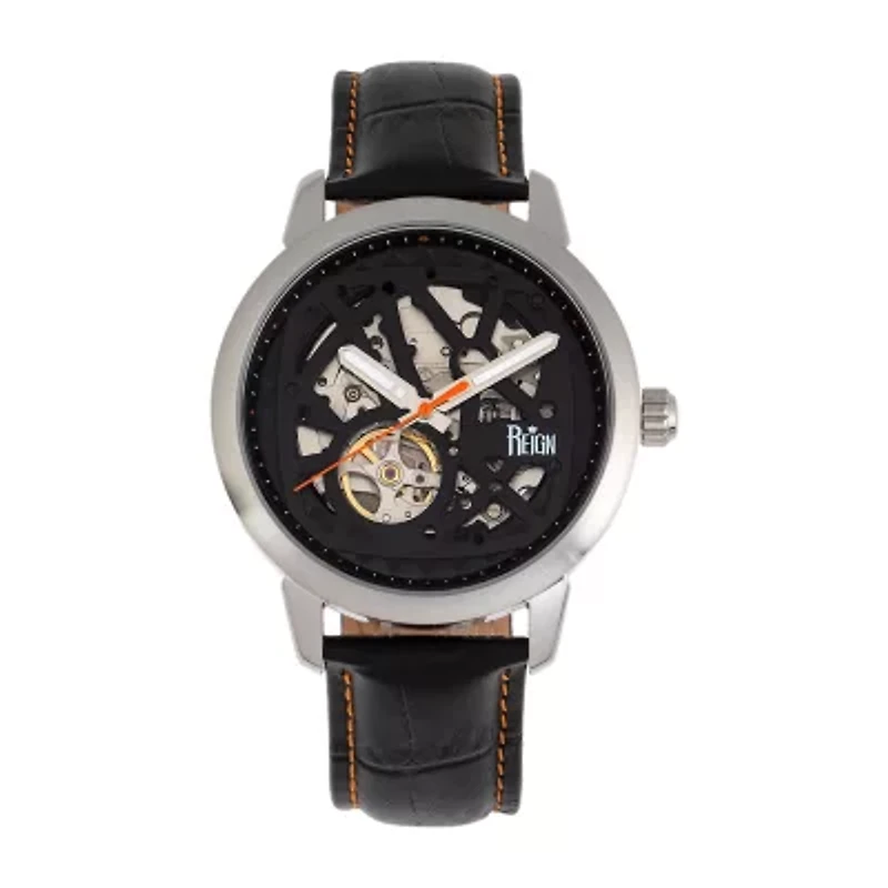 Reign Mens Automatic Black Leather Strap Watch Reirn5902
