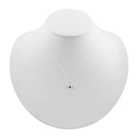 Womens Lab Created Blue Sapphire Sterling Silver Cross 18 Inch Pendant Necklace