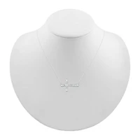 Sideways Womens Lab Created White Sapphire Sterling Silver Cross 18 Inch Pendant Necklace