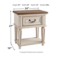 Signature Design by Ashley Realyn 24" 1 Drawer Nightstand in Chipped White