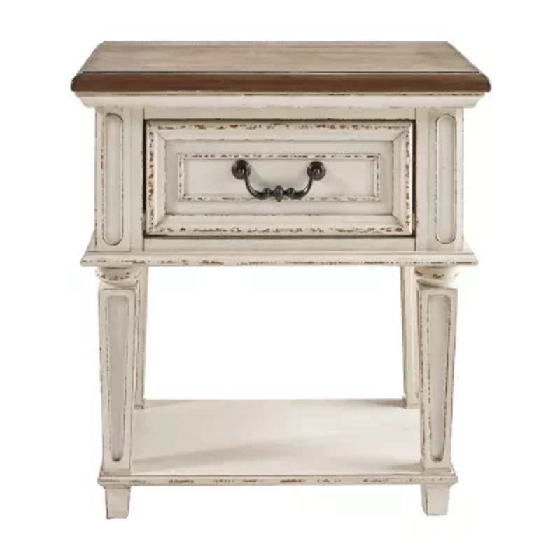 Signature Design by Ashley Realyn 24" 1 Drawer Nightstand in Chipped White