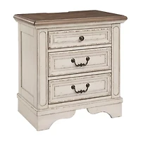 Signature Design by Ashley Realyn 3-Drawer Nightstand in Chipped White