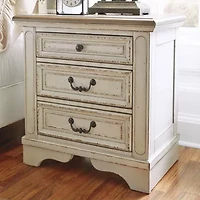 Signature Design by Ashley Realyn 3-Drawer Nightstand in Chipped White