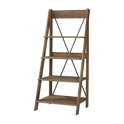 Walker Edison Lisa Small Space Collection Wood 4-Shelf Standard Bookshelf