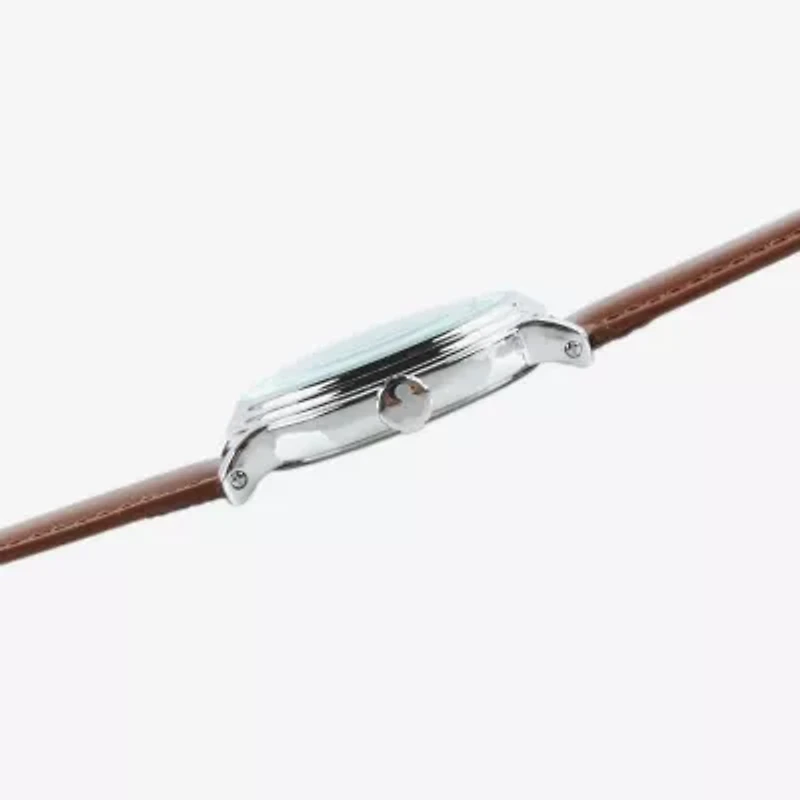 Disney Mickey Mouse Mens Brown Leather Strap Watch W002419