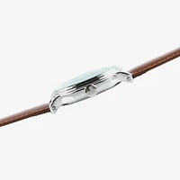 Disney Mickey Mouse Mens Brown Leather Strap Watch W002419