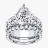 (H-I / SI1-SI2) Signature By Modern Bride Womens 5 CT. T.W. Lab Grown White Diamond 14K Gold Pear Bridal Set