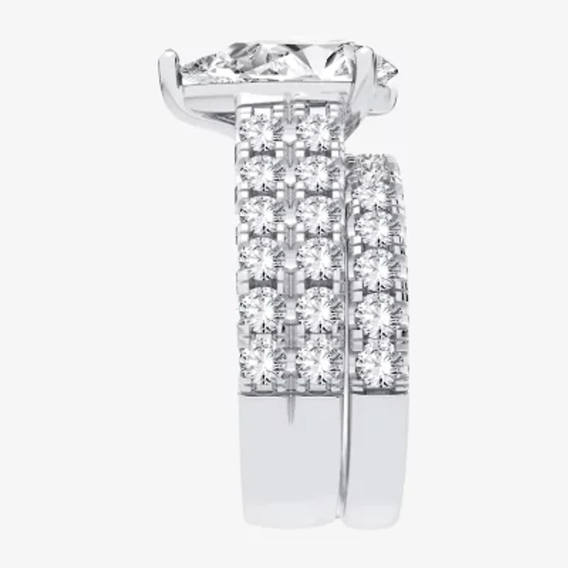 (H-I / SI1-SI2) Signature By Modern Bride Womens 5 CT. T.W. Lab Grown White Diamond 14K Gold Pear Bridal Set