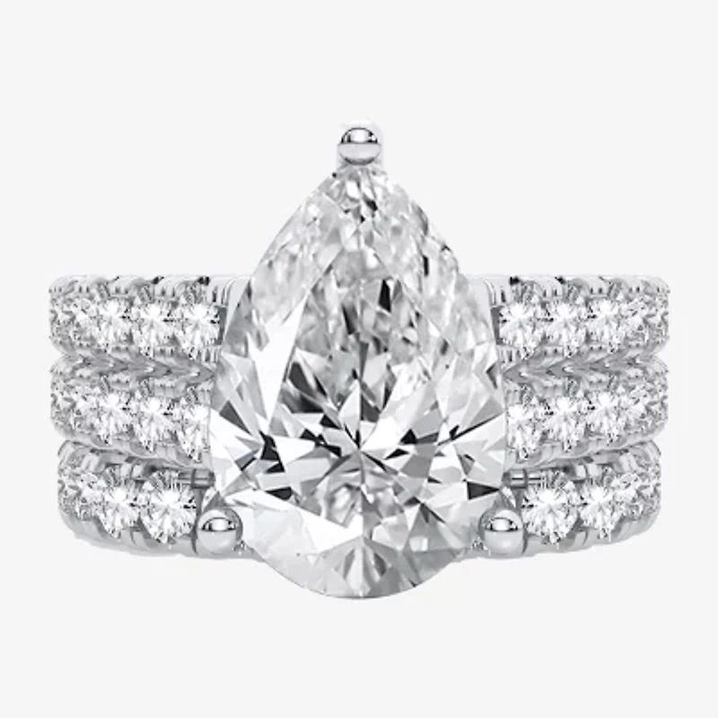 (H-I / SI1-SI2) Signature By Modern Bride Womens 5 CT. T.W. Lab Grown White Diamond 14K Gold Pear Bridal Set
