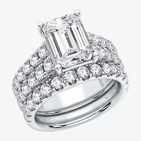(H-I / SI1-SI2) Signature By Modern Bride Womens 5 CT. T.W. Lab Grown White Diamond 14K Gold Emerald Bridal Set