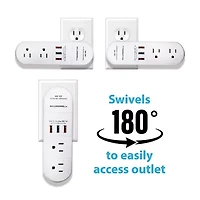Bell + Howell Swivel Power Rapid Charging Station with 180 Degree Swiveling Design - 6 Outlets and 3 USB Ports
