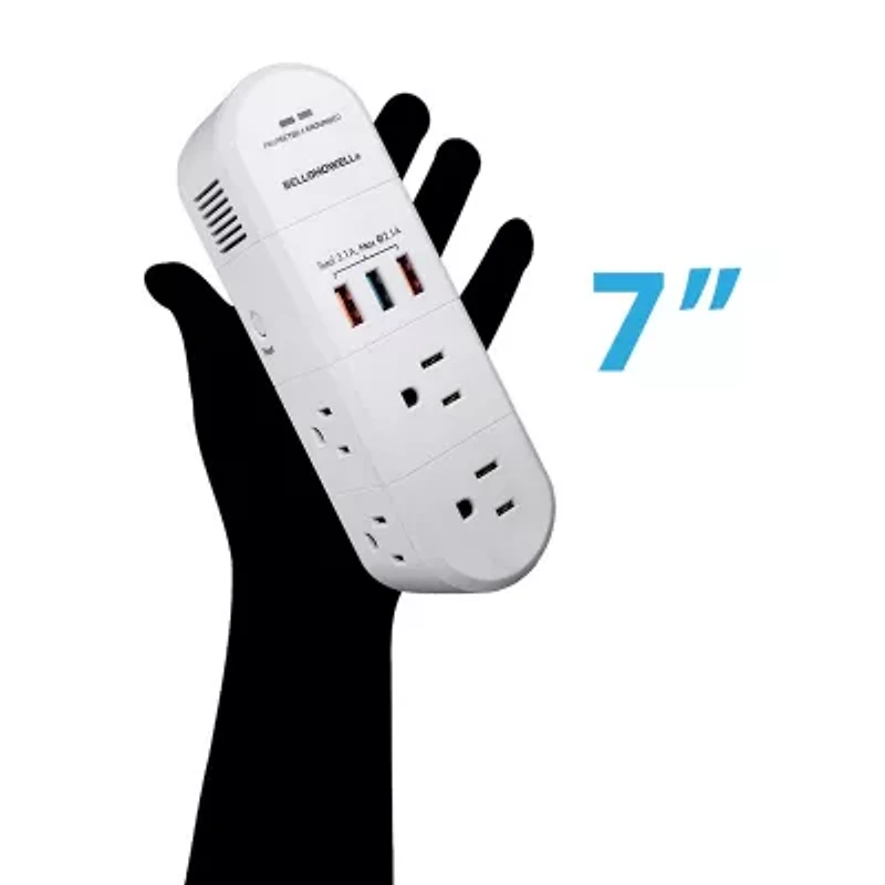 Bell + Howell Swivel Power Rapid Charging Station with 180 Degree Swiveling Design - 6 Outlets and 3 USB Ports