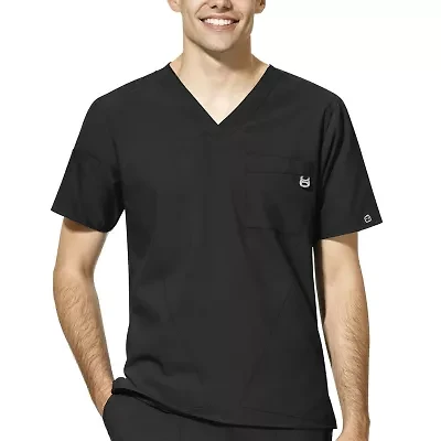Wink® W123 Mens V Neck Short Sleeve Moisture Wicking Wrinkle Resistant Quick Dry Scrub Top