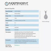 Diamond Blossom (H-I / I1) Womens 1 CT. T.W. Lab Grown White Diamond 10K White Gold Pear 18 Inch Pendant Necklace