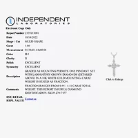 (H-I / I1) Womens 1 CT. T.W. Lab Grown White Diamond 10K White Gold Cross 18 Inch Pendant Necklace