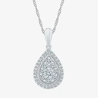 Teardrop Womens / CT. T.W. Natural White Diamond 10K White Gold Pear 18 Inch Pendant Necklace