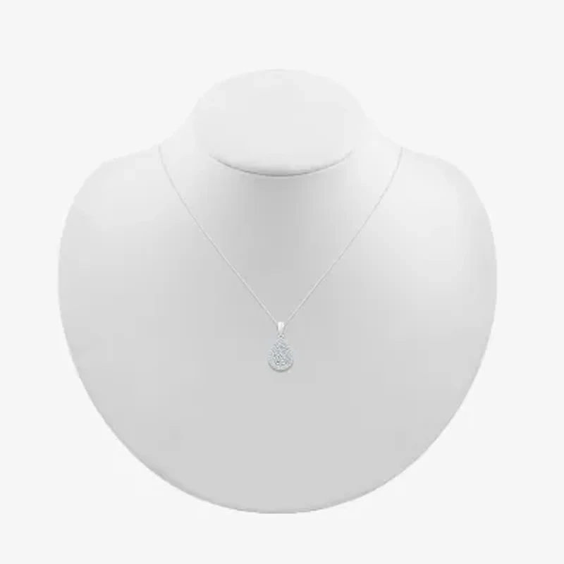 Teardrop Womens / CT. T.W. Natural White Diamond 10K White Gold Pear 18 Inch Pendant Necklace