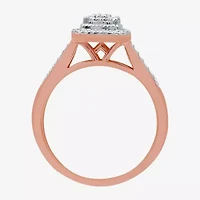 I Said Yes (H-I / I1) Womens 1/4 CT. T.W. Lab Grown White Diamond 14K Rose Gold Over Silver Sterling Halo Engagement Ring