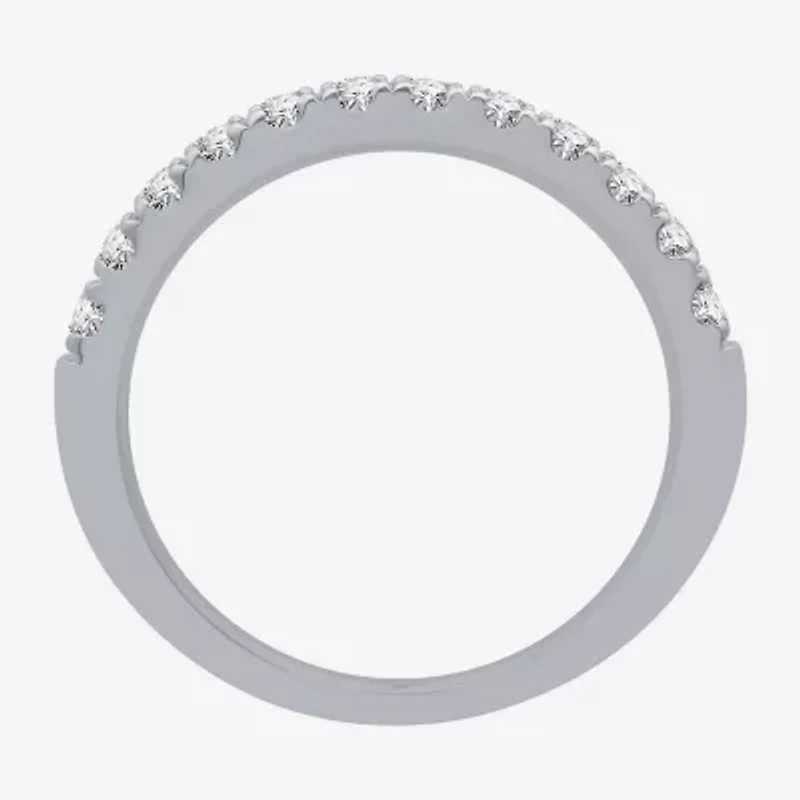 (I / Si2) Womens 2 3/4 CT. T.W. Lab Grown White Diamond 10K Gold Round Side Stone Halo Bridal Set