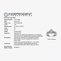 I Said Yes (H-I / I1) Womens 1 CT. T.W. Lab Grown White Diamond Sterling Silver or 14K Gold Over Oval Side Stone Halo Bridal Set