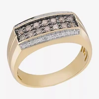 Mens 3/4 CT. T.W. White and Color-Enhanced Champagne Diamond Ring