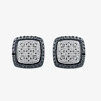 Diamond Accent Natural Black Diamond Sterling Silver 17.6mm Cushion Stud Earrings