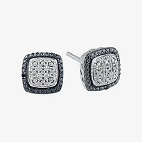 Diamond Accent Natural Black Diamond Sterling Silver 17.6mm Cushion Stud Earrings