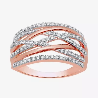 Womens 1/2 CT. T.W. Natural White Diamond 14K Rose Gold Over Silver Band