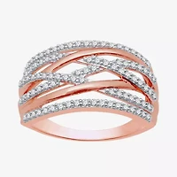 Womens 1/2 CT. T.W. Natural White Diamond 14K Rose Gold Over Silver Band