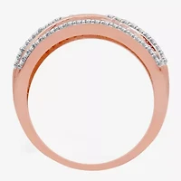 Womens 1/2 CT. T.W. Natural White Diamond 14K Rose Gold Over Silver Band