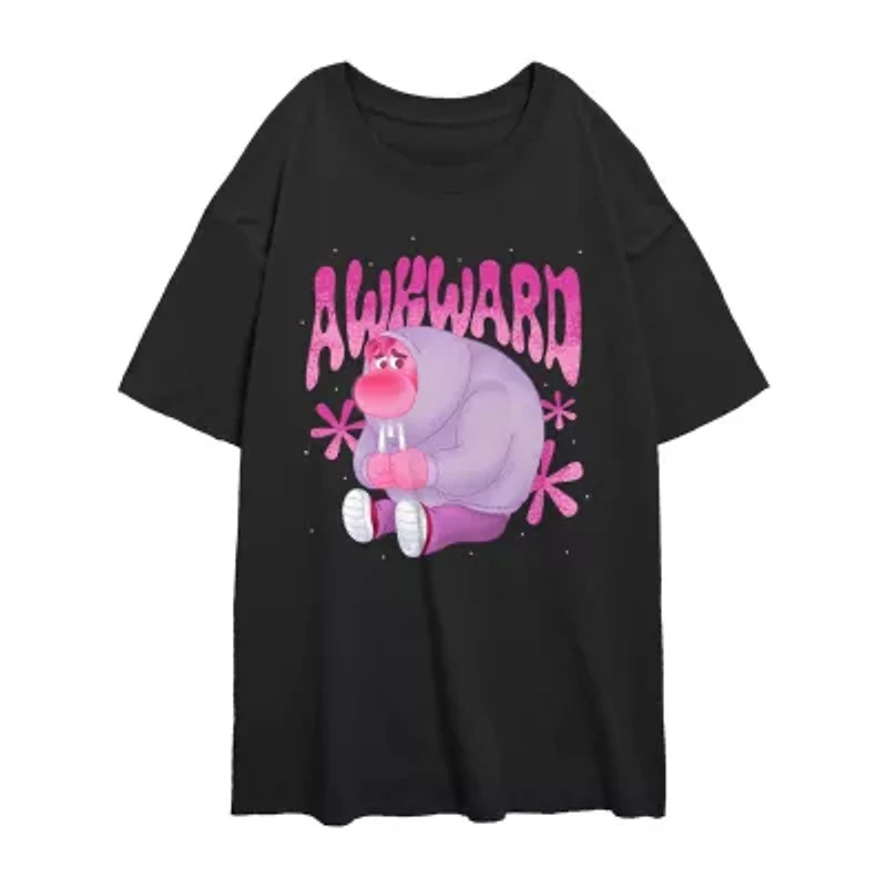 Inside Out 2 Always Awkward Oversized Womens Crew Neck Short Sleeve Juniors Graphic T-Shirt