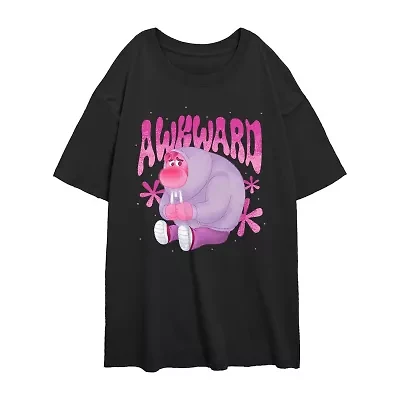 Inside Out 2 Always Awkward Oversized Womens Crew Neck Short Sleeve Juniors Graphic T-Shirt